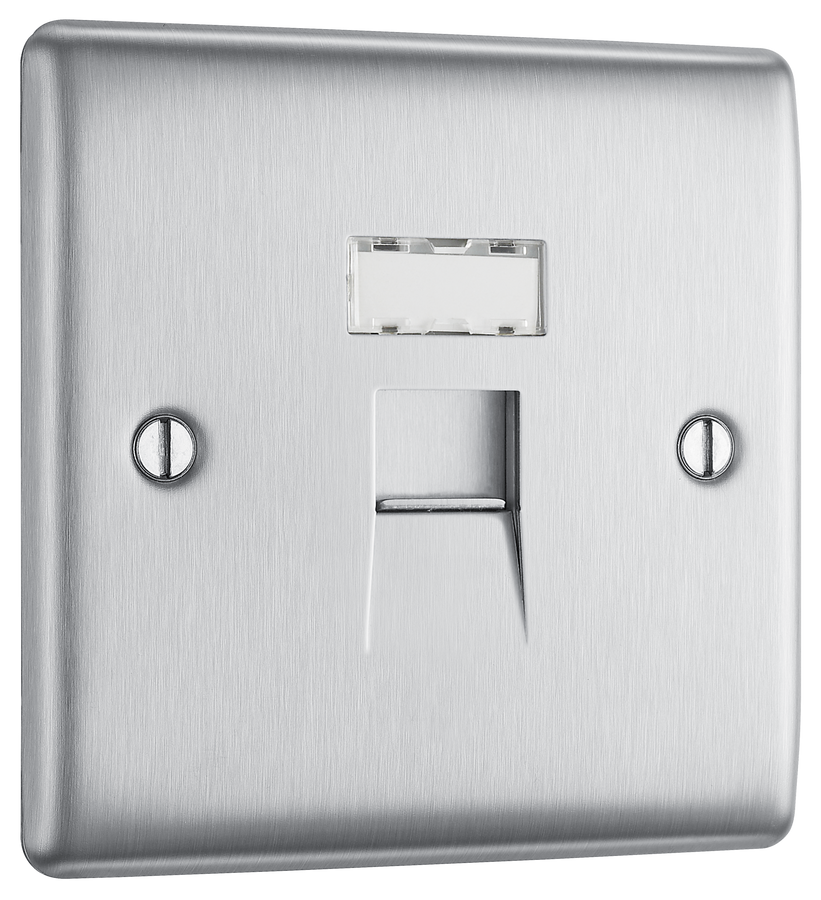 NBSRJ451 Front - This RJ45 ethernet socket from British General uses an IDC terminal connection and is ideal for home and office providing a networking outlet with ID window for identification.