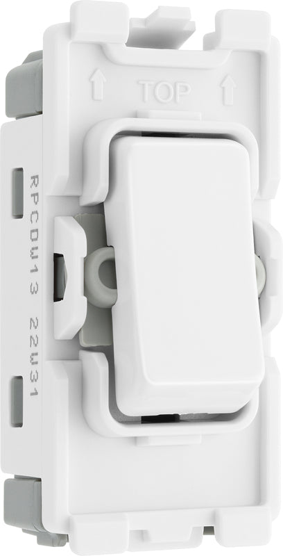 BG RPCDW13 Evolve Grid White 20A 20AX Intermediate 1 Pole Switch Module
