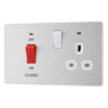 BG Evolve Brushed Steel 45A Switch 13A Switched Socket Cooker Control Unit PCDBS70W with 25mm Steel Back Box