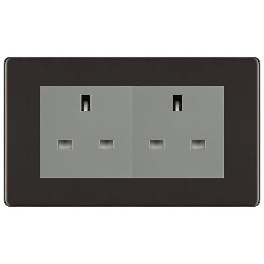 BG Screwless Black Nickel 4 Gang 13A Unswitched Socket - FBN4GUSSG