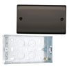BG Nexus Black Nickel Double Blank Plate NBN95 and 25mm Steel Back Box