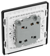 PCDBC42WB Back - This Evolve Black Chrome 20A 16AX double light switch from British General can operate 2 different lights, whilst the 2 way switching allows a second switch to be added to the circuit to operate the same light from another location (e.g. at the top and bottom of the stairs). 