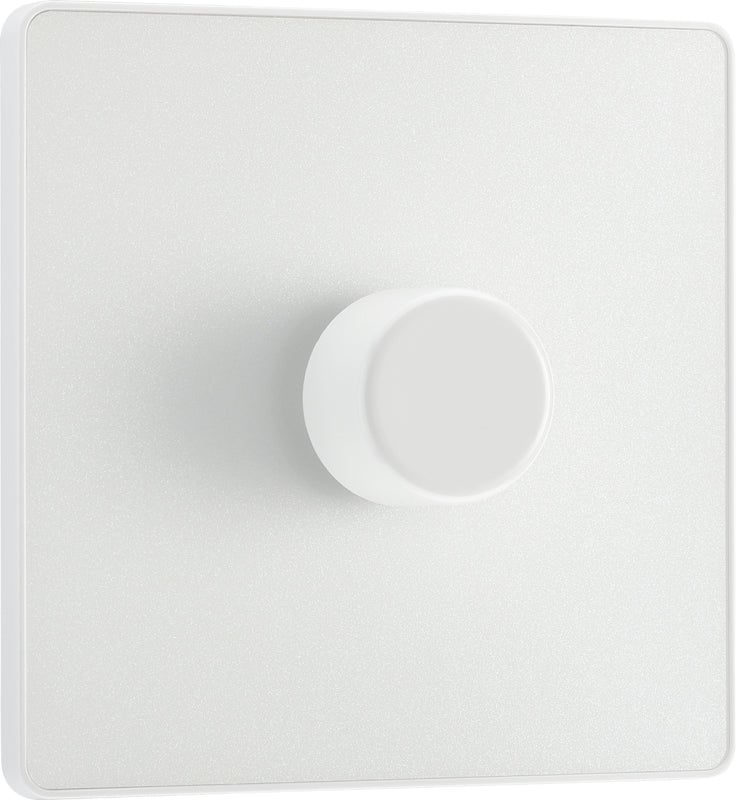 BG PCDCL81W Pearlescent White Evolve 1 Gang 200W Intelligent Trailing Edge Dimmer Switch - White Insert