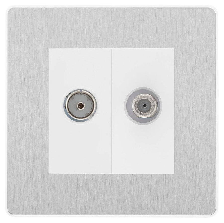 BG Evolve Brushed Steel TV & Satellite Socket PCDBSTVSATW