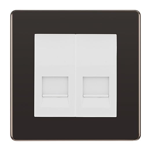 BG Screwless Black Nickel Double IDC Secondary Telephone Socket - White Insert
