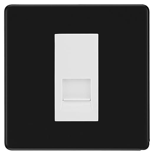 BG Screwless Matt Black Single RJ11 Telephone Socket FFBRJ111 - White Insert