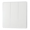 BG Evolve Pearlescent White 3 Gang 2-Way Edge to Edge Rocker Switch PCDCL43EW with 35mm Steel Back Box