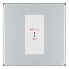 BG Flatplate Screwless Polished Chrome 20AX 2 Way Emergency Lighting Test Key Switch - Key Included - White Insert