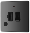 PCDBC52B Front - This Evolve Black Chrome 13A fused and switched connection unit from British General with power indicator provides an outlet from the mains containing the fuse, ideal for spur circuits and hardwired appliances.