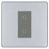 BG Nexus Screwless Polished Chrome Single Secondary Touch Dimmer Switch Grey Insert FPCTDS1G