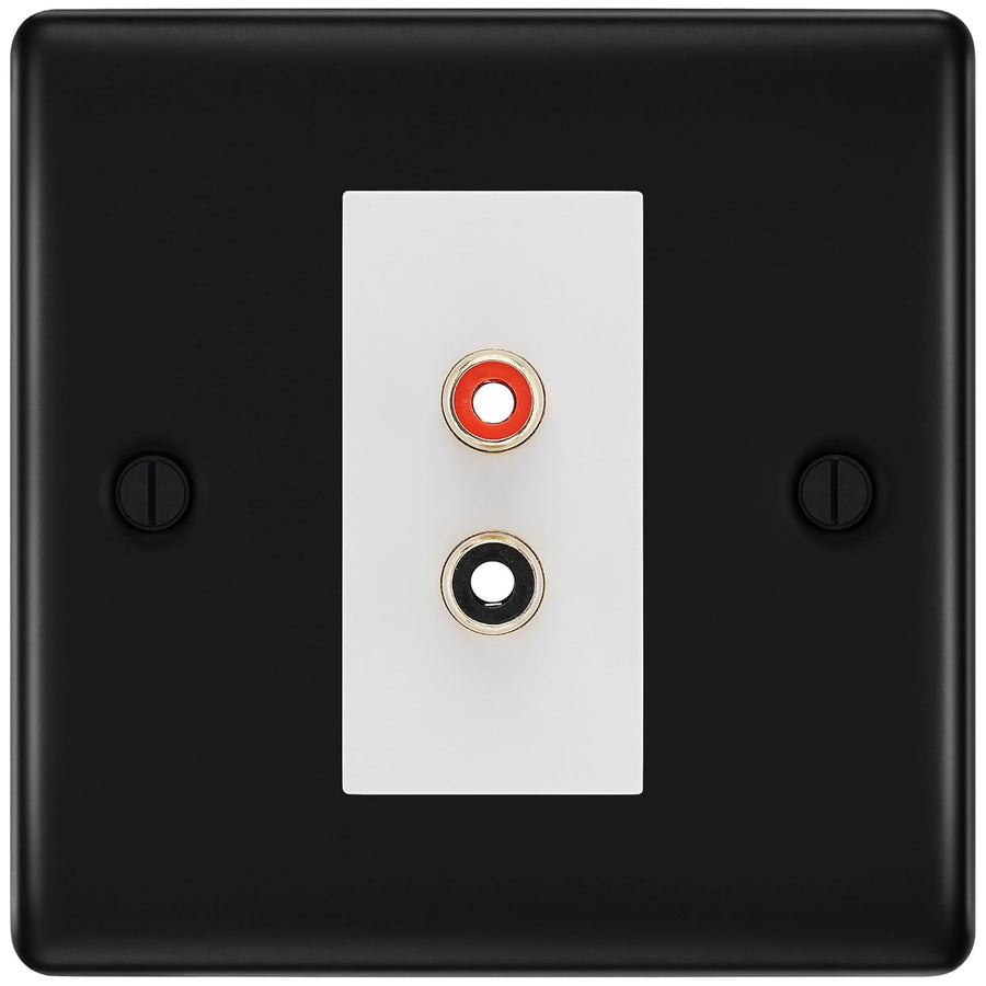 BG Nexus Matt Black Euro Module RCA X 2 Outlet NFBRCA2W