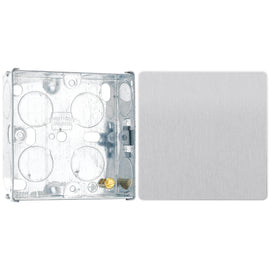 BG Evolve Brushed Steel 1 Gang Blank Plate PCDBS94W with 25mm Steel Back Box