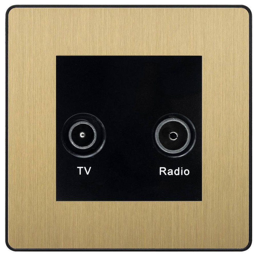BG Evolve Satin Brass TV & FM Socket PCDSBTVFMB