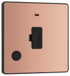 PCDCP54B Front - This Evolve Polished Copper 13A fused and unswitched connection unit from British General provides an outlet from the mains containing the fuse, ideal for spur circuits and hardwired appliances.