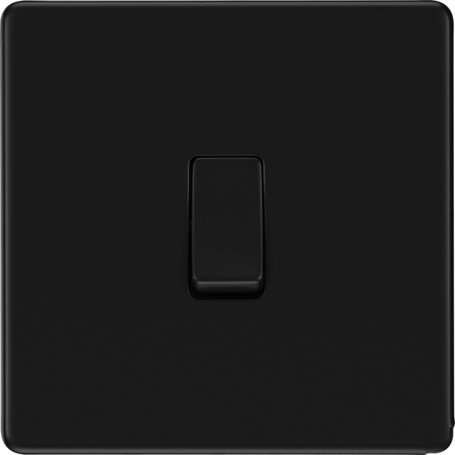 BG Nexus FFB13 Flatplate Screwless Matt Black Intermediate Light Switch 20 Amp