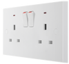 BG 926 Moulded Square Edge | White | 2 Gang 13A 1 Pole Neon Switched Socket