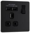 BG Evolve PCDMB21U2B Matt Black 1 Gang 13A 2.1A Socket-Black Insert