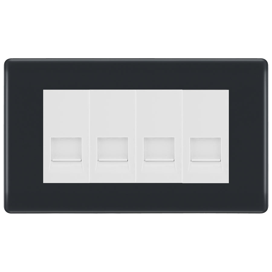 BG Part M 4 Gang RJ11 Telephone Socket, Screw Terminal - White Insert