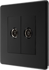 BG Nexus FFB61 Matt Black Double Co-Axial Socket for TV or FM