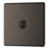 BG Screwless Black Nickel 1 Gang Coaxial TV Socket FBN60 with 25mm Steel Back Box