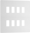 RPCDCL8W Front - The Grid modular range from British General allows you to build your own module configuration with a variety of combinations and finishes. This pearlescent white finish Evolve front plate clips on for a seamless finish, and can accommodate 8 Grid modules - ideal for commercial applications.