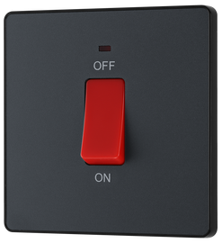 BG Evolve PCDMG74B Matt Grey 45A 2 Pole LED Switch - Black Insert