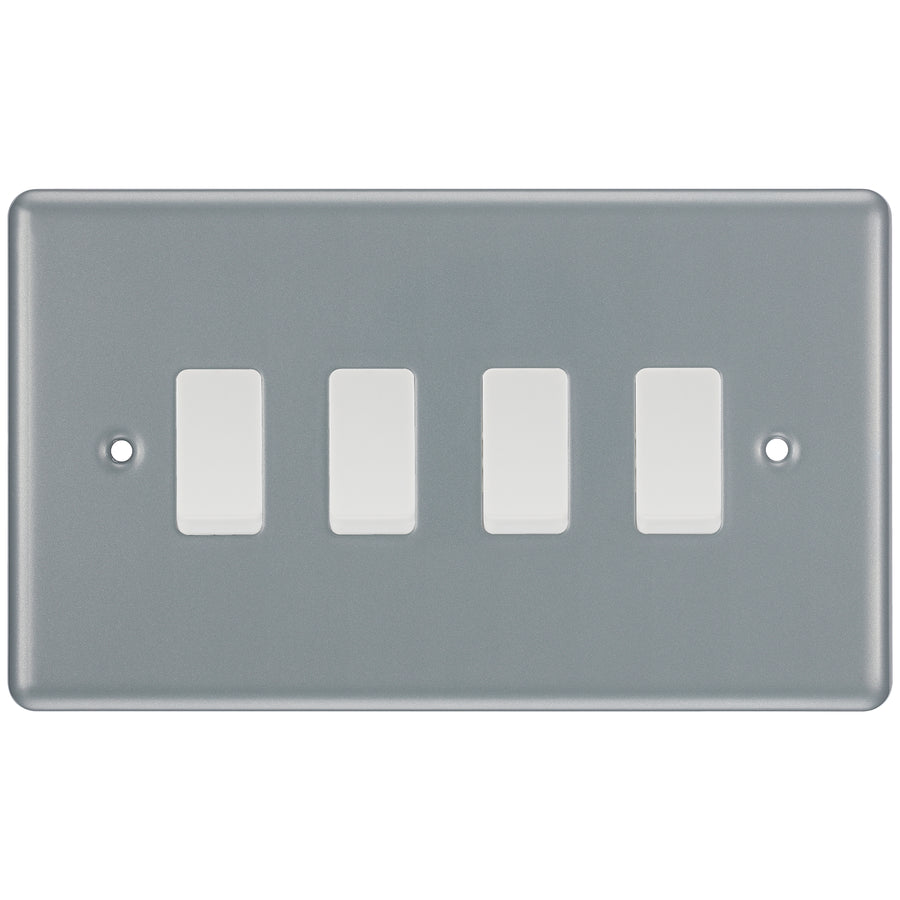BG Metal Clad 4 Gang Intermediate Light Switch Custom Grid