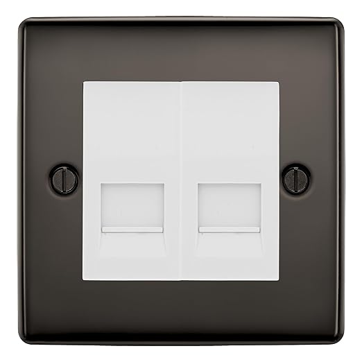 BG Nexus Black Nickel Double IDC Secondary Telephone Socket - White Insert
