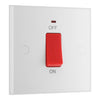 BG 974 Moulded Square Edge | White | 1 Gang 45A 2 Pole Neon Cooker Switch