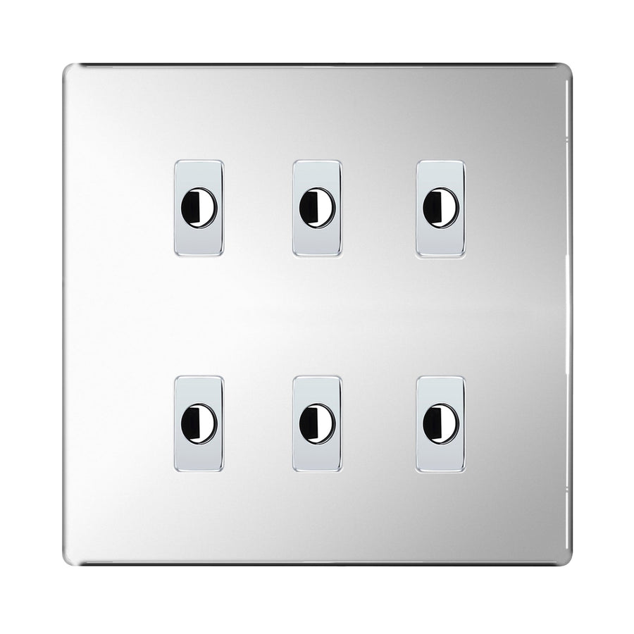 BG Nexus Screwless Polished Chrome 6 Gang Flex Outlet Socket