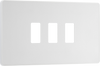 RPCDCL3W Front - The Grid modular range from British General allows you to build your own module configuration with a variety of combinations and finishes. This pearlescent white finish Evolve front plate clips on for a seamless finish, and can accommodate 3 Grid modules - ideal for switches and other domestic applications.