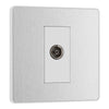 BG Evolve Brushed Steel Single Co-Axial Socket PCDBS60W with 25mm Steel Back Box