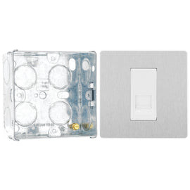 BG Evolve Brushed Steel 1 Gang Master Telephone Socket PCDBSBTM1W with 35mm Steel Back Box