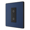 BG Evolve Matt Blue 1 Gang 200W Trailing Edge Master Touch Dimmer PCDDBTDM1B with 25mm Steel Back Box