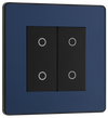 PCDDBTDM2B Front - This Evolve Matt Blue double master trailing edge touch dimmer allows you to control your light levels and set the mood.