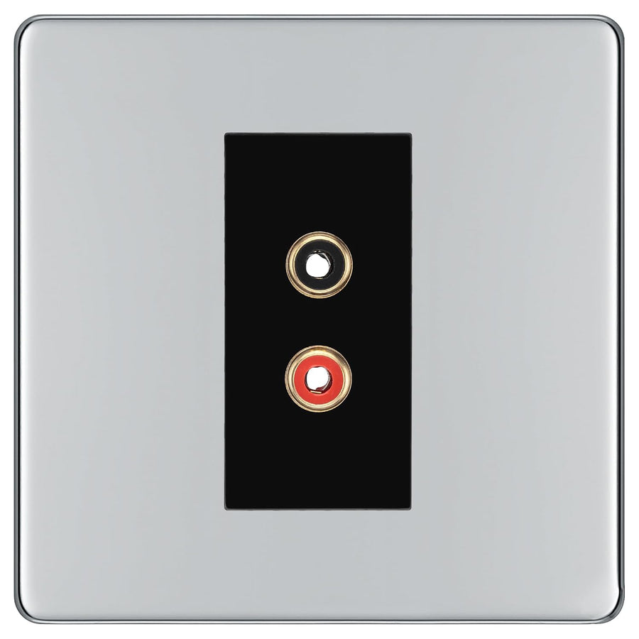 BG Screwless Polished Chrome Euro Module RCA X 2 Outlet FPCRCA2B