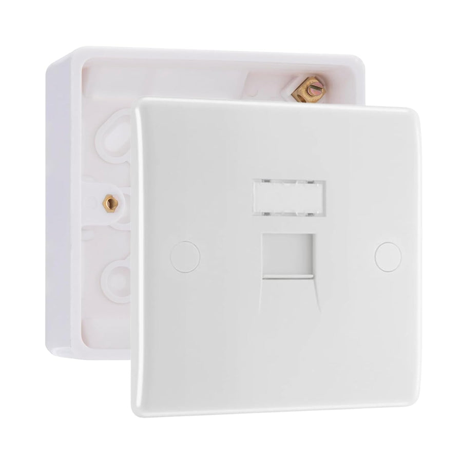 BG Electrical Singel RJ45 Telephone Socket (Screw) & 32mm Pattress Back Box