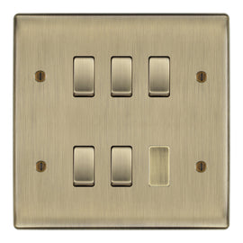 BG Antique Brass 5G Intermediate Custom Grid Light Switch with Back Box Included