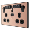 BG Evolve Polished Copper Double USB Socket with WiFi Extender PCDCP22UWRB and 25mm Steel Back Box