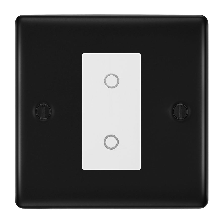 BG Nexus Matt Black Single Secondary Touch Dimmer Switch - White Insert