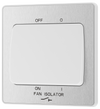 PCDBS15W Side - This Evolve Brushed Steel 10A triple pole fan isolator switch from British General provides a safe and simple method of isolating mechanical fan units.