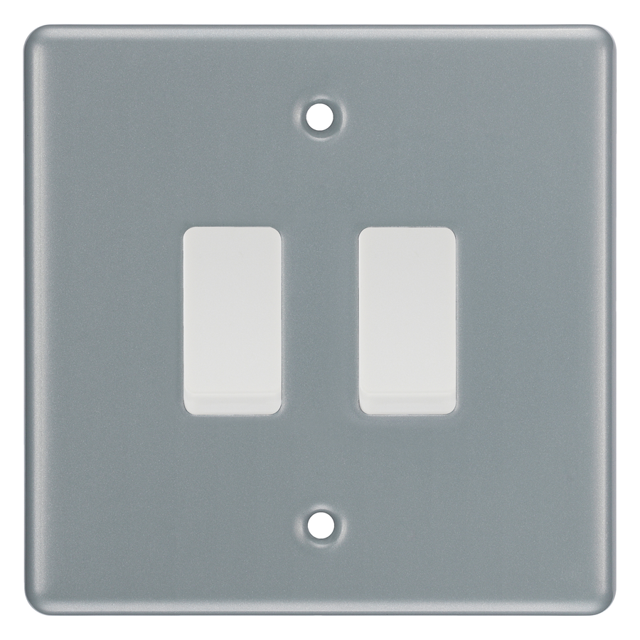 BG Metal Clad 2 Gang Light Switch in Double Format Custom Grid