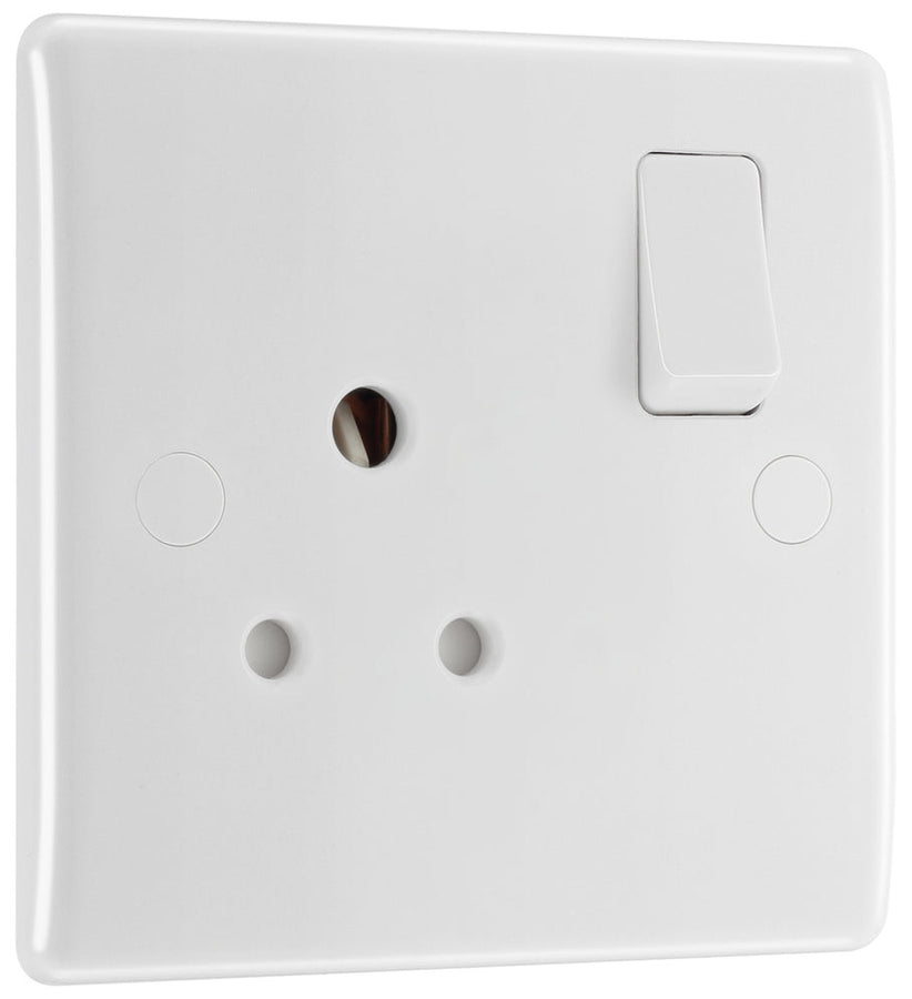 White Rounded Plug Sockets BG 829S Moulded Rounded Edge | White | 1 Gang 5A Switched Round Pin ...