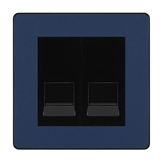 BG Evolve Matt Blue Double IDC Secondary Telephone Socket - Black Insert