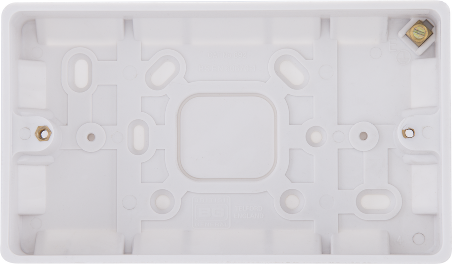 BG 892 Moulded Round Edge | White | 32mm | 2 Gang Surface Pattress