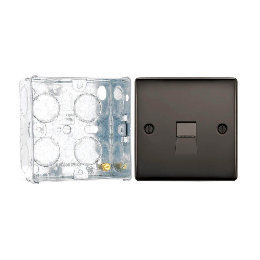 BG Nexus Black Nickle Single Master Telephone Socket NBNBTM1 with 35mm Steel Back Box