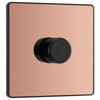 BG Evolve PCDCP81B Polished Copper 1 Gang 200W Intelligent Trailing Edge Dimmer Switch - Black Insert