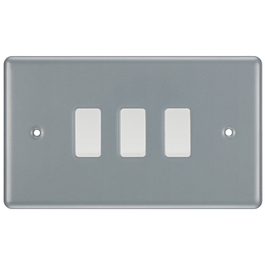 BG Metal Clad 3 Gang Light Switch in Triple Format Custom Grid