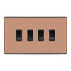 BG Evolve Polished Copper Custom Appliance Grid Switch 4 Gang Screwless