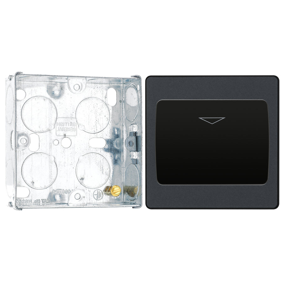 BG Evolve Matt Grey 16A Key Card Switch PCDMGKYCSB with 25mm Steel Back Box